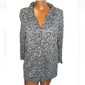 Whimisgoth Crepe Sheer Lace Shirt Plus Sz 22/24W Metalliic Silver Black Fairy